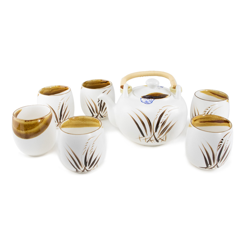 7 Piece Porcelain Tea Set; Wheat Pattern